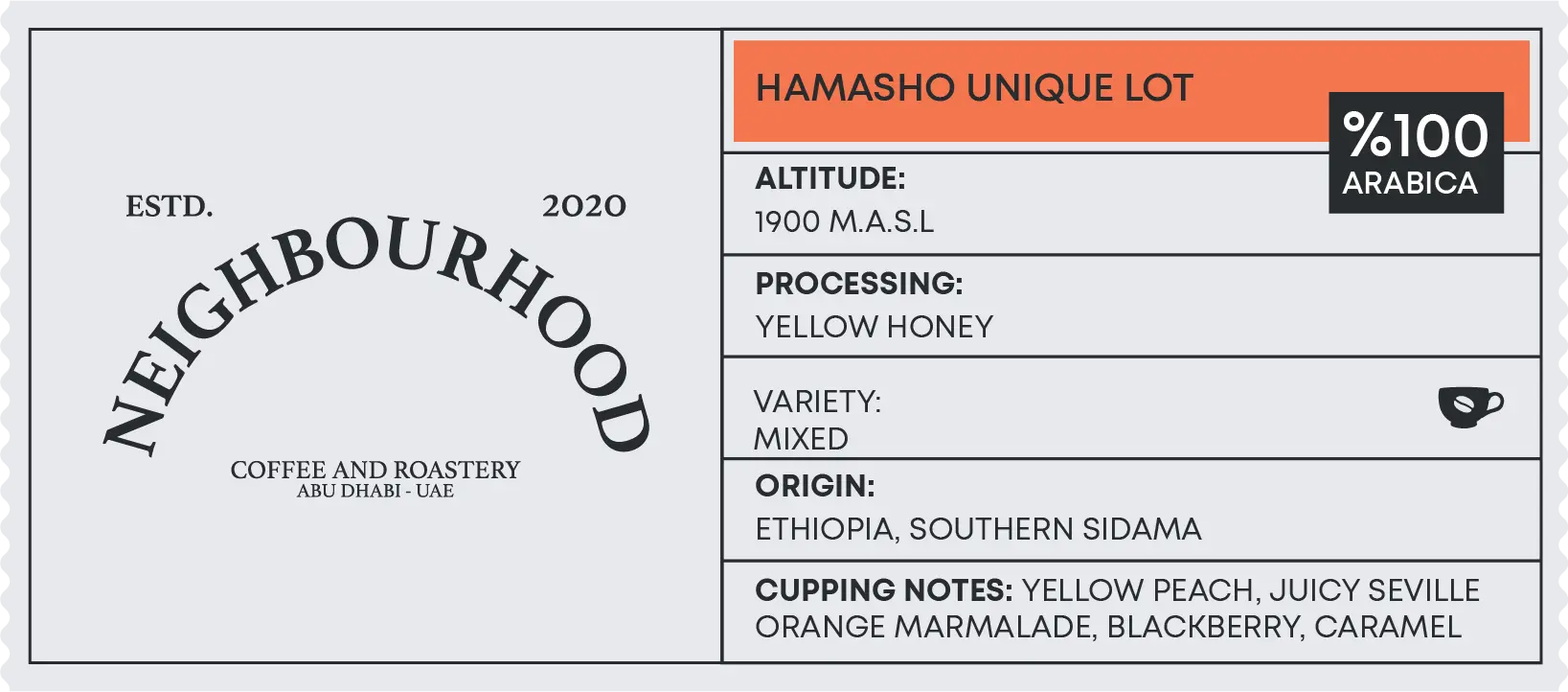 Ethiopia Hamsho Unique Lot Neighbourhood Roastery